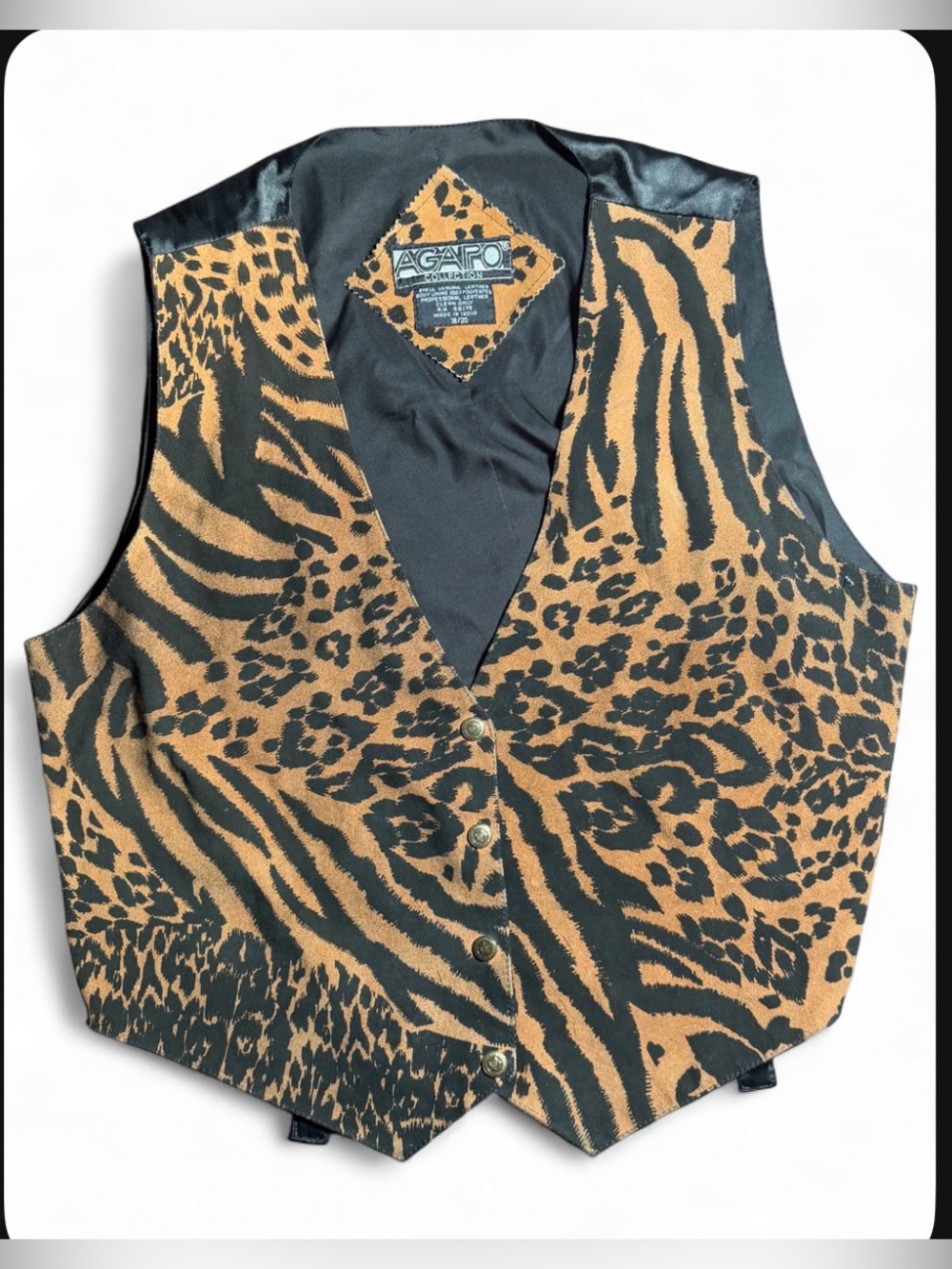 Agapo Vintage Mixed Print Leather Vest (18/20)